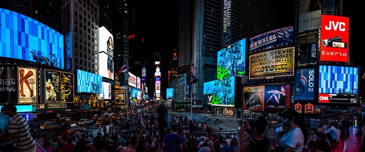 Artist Chris Doyle transformed the concrete jungle of Times Square into a flourishing canyon landscape.